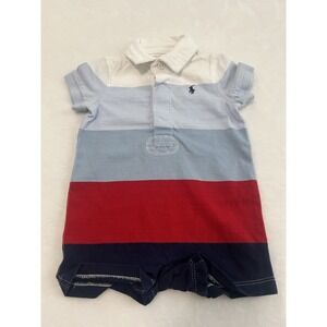 Ralph Lauren Baby Boy Short Sleeve Outfit Bodysuit Multicolor‎ Striped Size 3M